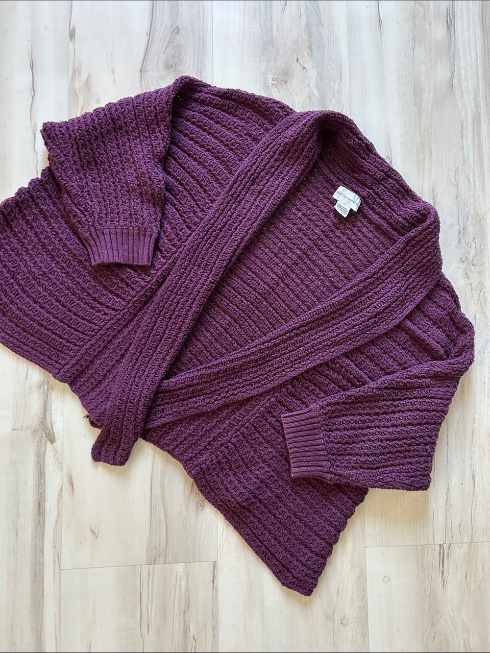 Soft Surroundings Ribbed Shawl Collar Cardigan - Plum
